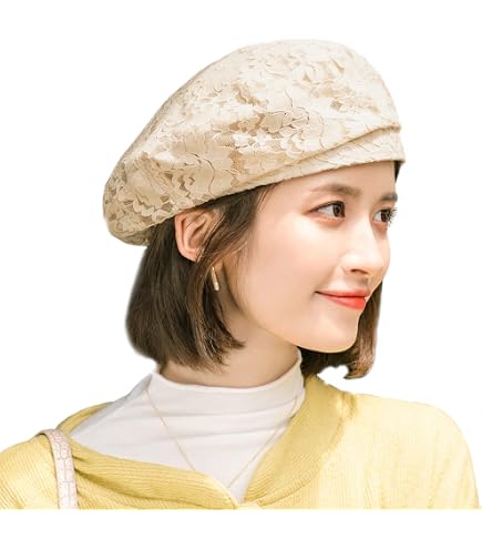 Women\'s French Style Flower Knitted Embroidery Beret Hats White Wool Beret Hat for Women, Classic French Style Painter Cap  main image 4