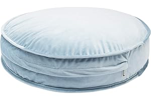 YIUOR Velvet Floor Pillows Round Chair Cushion Couch Throw Pillow Soft Pouf Seat Mattress Bean Bag for Reading Nook Play Room (19.7IN, Baby Blue)