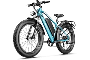 Jasion EB5 MAX Electric Bike for Adults, 48V 15Ah Removeable Battery, 1500W Peak Motor, 26'' x 4'' Fat Tire Ebike, 45+ KMH Sp