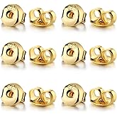 Formulen 14K Gold Plated Silver Earring Backs Replacements - Hypoallergenic Earring Backs for Studs, Secure Ear Locking for Stud Earrings Ear Nut for Posts, 12Pcs/6 Pair