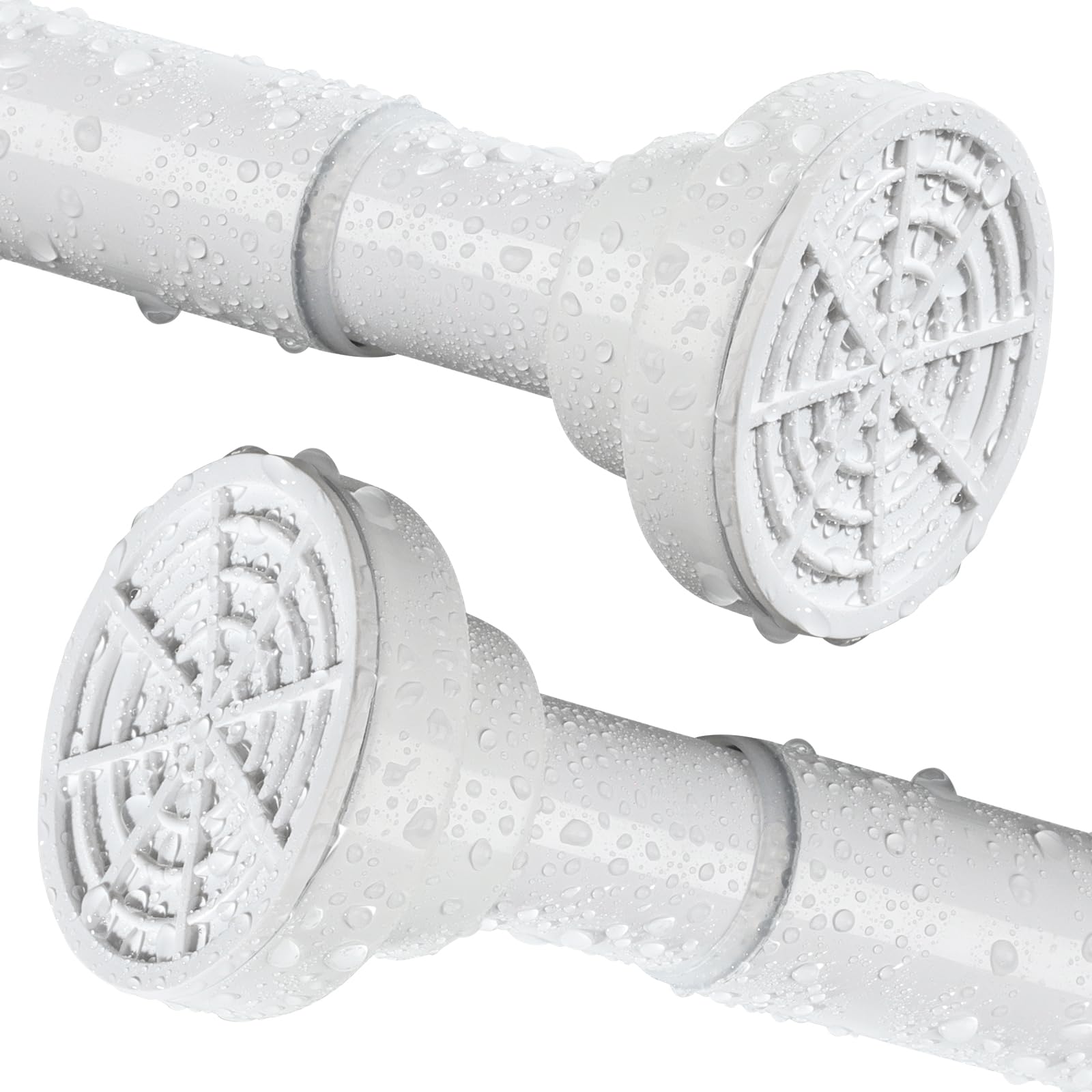 Shower Curtain Rod, Stainless Steel Extendable Shower Curtain Pole Tension Rods for Curtain No Drilling Shower Curtain Rail Net Curtain Poles for Bathroom Window Kitchen Wardrobe 160-270cm,White