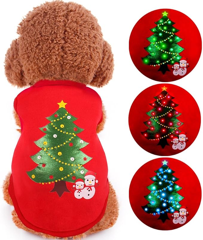 dog christmas sweater with lights