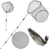 TOXYMHO Fishing Net with Handle - 85" Adjustable Extension Pole Fishing Net | Foldable Landing Net for Steelhead, Salmon, Fly, Kayak, Catfish, Bass, Trout Fishing, Essential Fishing Gear &amp; Gifts for Men
