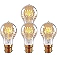 YDJoo B22 A19 Edison Light Bulb 60 Watt, Dimmable A60 Antique Vintage Old Fashioned B22 Base Incandescent Light Bulbs Amber Warm White 2300k 120v(4 Pack)