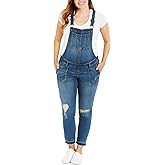 Motherhood Maternity Women's Side Panel Skinny Ankle Pregnancy Denim Overalls