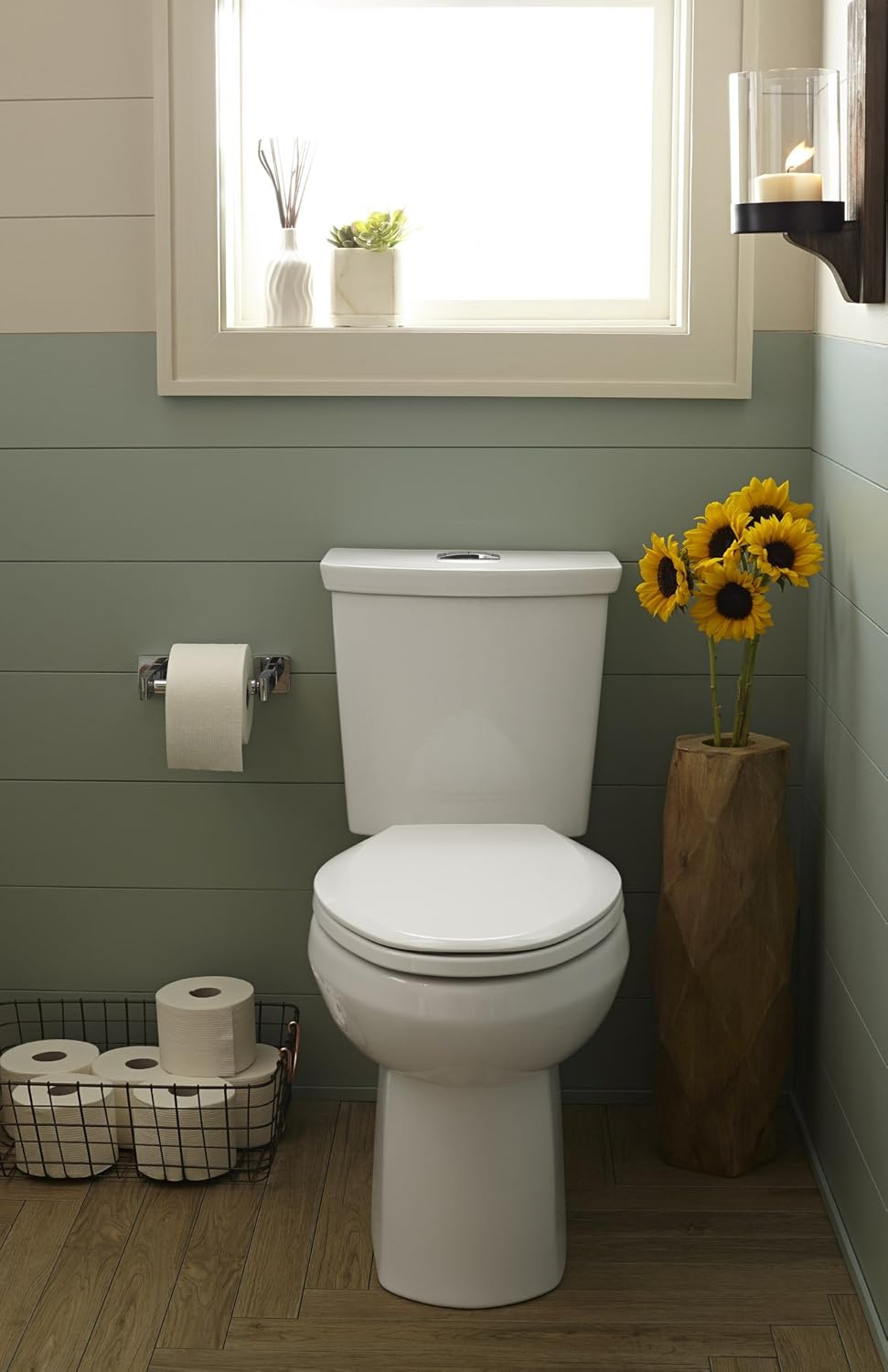 American Standard 2886518.020 H2 Option Siphonic Dual Flush Right Height Elongated Toilet with Liner, White, 2-Piece - - 