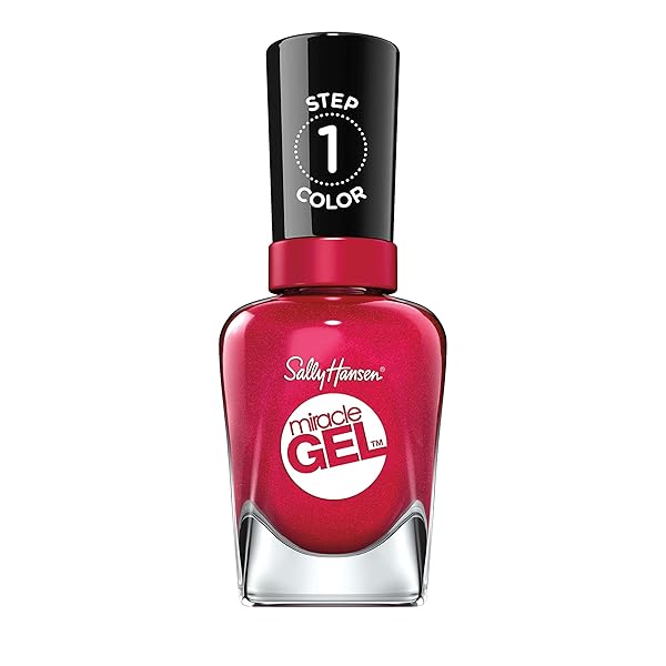 SALLY HANSEN MIRACLE GEL™, BORDEAUX GLOW, LONG LASTING, GEL-LIKE FORMULA, NO UV LAMP NEEDED, RED NAIL POLISH