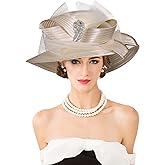 Women Derby Church Dress Fascinator Wide Brim Hats 1920s Vintage Tea Party Wedding Cloche Bowler Hats