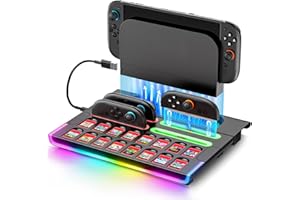 Organizer Station for 2025 Switch 2 Controllers & Console, Magnetic Fast Joy-Con 2 Charging Dock Base Station with 9 RGB Mode