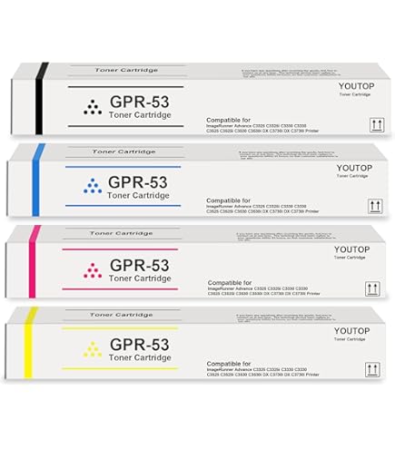GPR-53 GPR53 Toner GPR-53 Toner Cartridge Set 4-Pack High Yield Replacement For Canon ImageRunner Advance C3325i C3330i C3525i C3530i C3025i C3725i