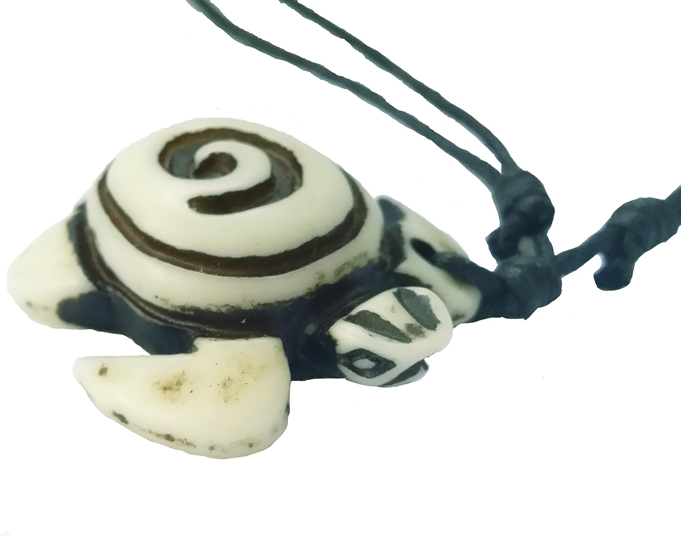 Cherry ViVi White Sea Turtle Necklace for Men and Women 18" Cotton Waxed Cord