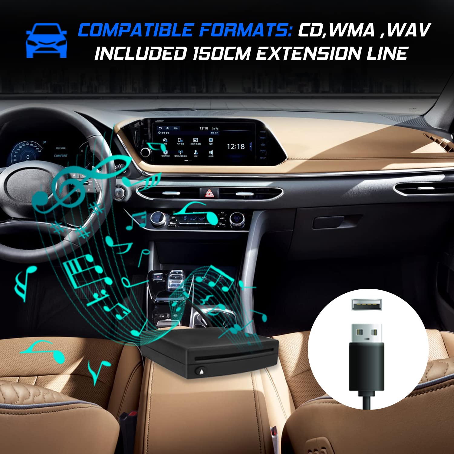 Vehicle CD Players External Portable OE Integrated CD Player for Car Via USB Radio Connection with USB Plug and Play for Android Navigation/PC USBCDPLAY