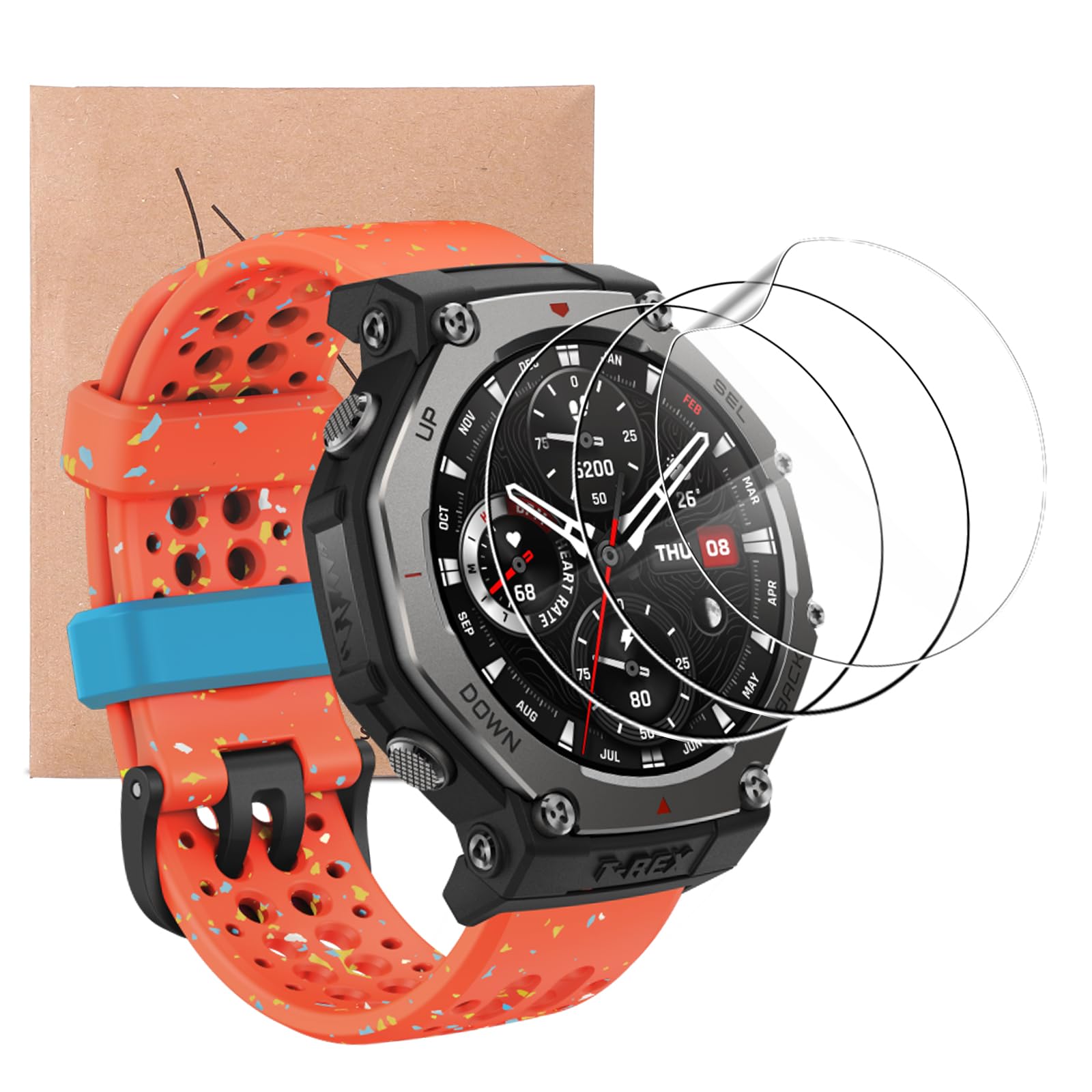 KZIOACSH Screen Protector for Amazfit T-Rex 3, 3 Pack Ultra-thin [HD Clear] Anti-Scratch Cover Film [NOT GLASS] Touch Sensitive Anti-Fingerprint Anti-Oil Self-Healing TPU Screen Protector