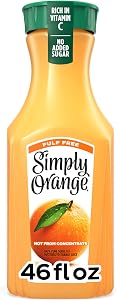 Simply Orange Pulp Free Orange Juice Bottle, 46 fl oz