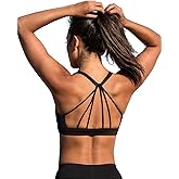 icyzone Women's Padded Strappy Workout Running Sports Bras Medium Impact