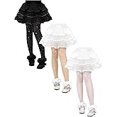 Fourluoo 3 Pack Sparkle Rhinestone Tights Black White Nude Stockings for Dance Cosplay Party Accessories