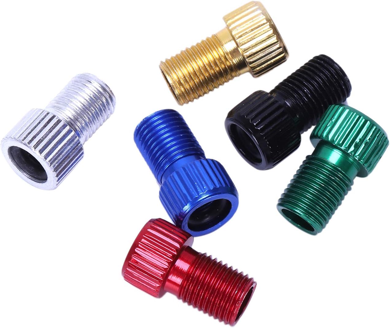 Luntus 6Pcs Alloy Presta to Schrader Valve Converter Bicycle Bike Tire Tube Colorful