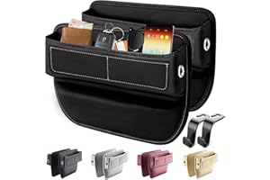 KUKEO Car Seat Gap Filler Organizer, Car Seat Organizer Front Seat and Seat Gap Organizer, Car Seat Organizer Adjustable Car Accessories for Phones, Glasses, Keys, Cards (Black, 2 Pack)