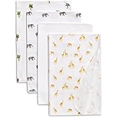 Delta Children 100% Cotton Flannel Baby Receiving Blankets for Girls and Boys &ndash; 30x30 Inches (Pack of 4), Safari Friends