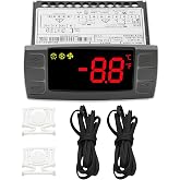 Replacement for Dixell XR06CX-4N1F1 Temperature Controller, Fit for 120V 50-60Hz Commercial Refrigerators/Freezerwith Temperature Sensor Probes &amp; Clasp