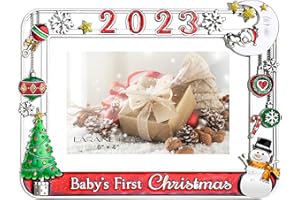 LARAINE Picture Photo Frame 4x6 Metal Baby's First Year High Definition Glass Display Pictures for Tabletop Home Decorative Christmas Holiday Gift (Dark Red (2023), 4x6)