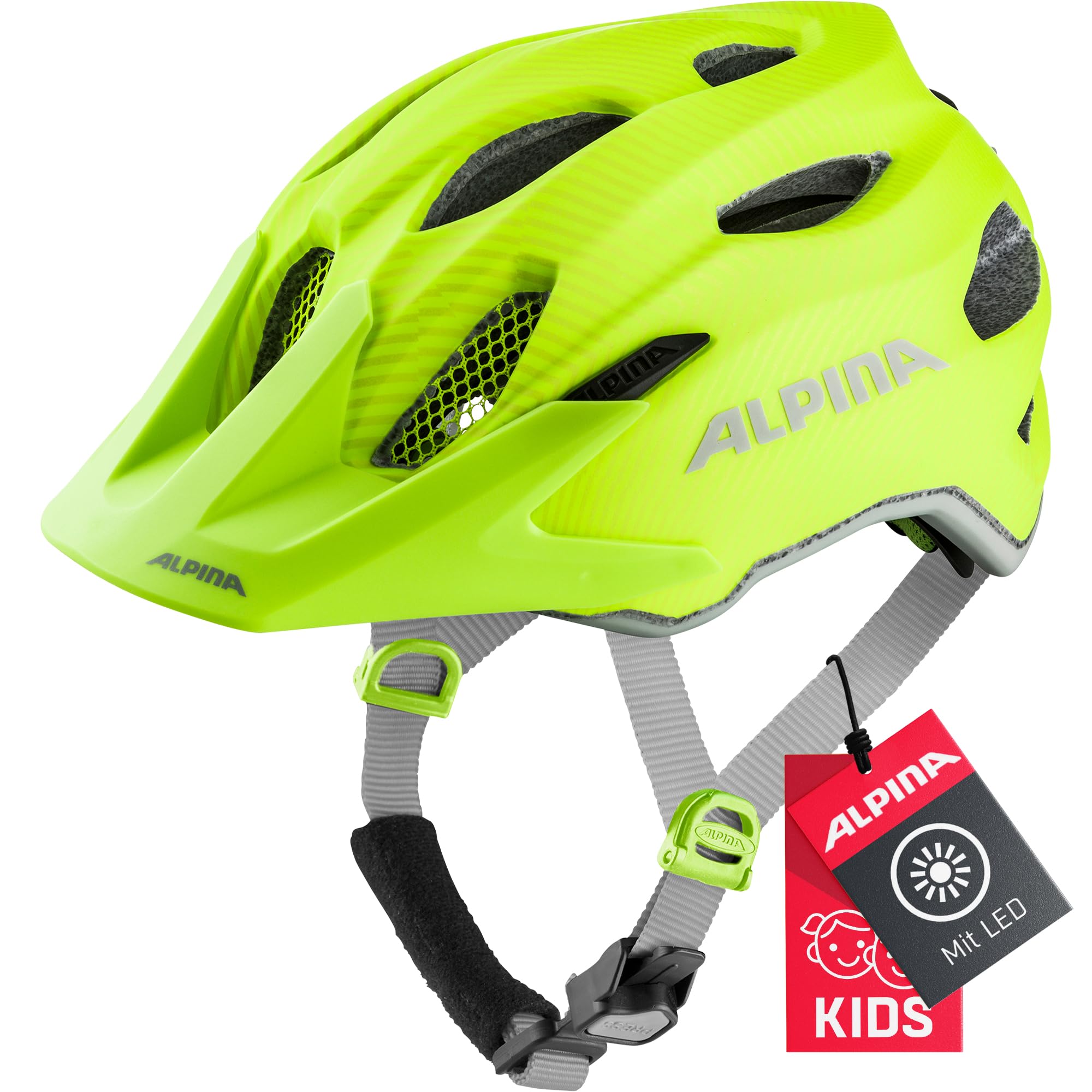 ALPINA Unisex - Children, CARAPAX JR. FLASH cycling helmet, be visible matt, 51-56 cm