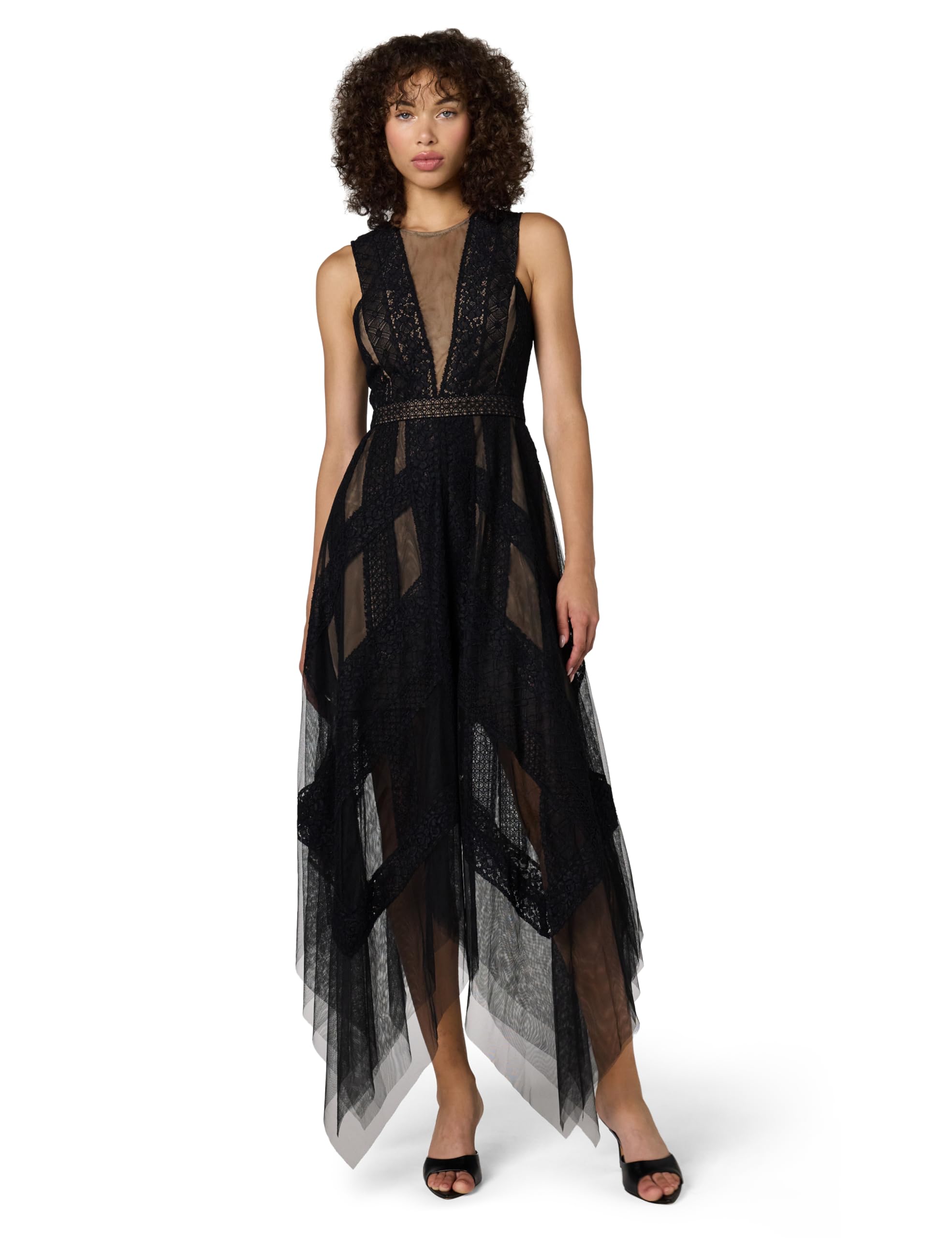 Photo 1 of BCBGMAXAZRIA Women's Flowy Lace Cocktail Dress, Black, 12