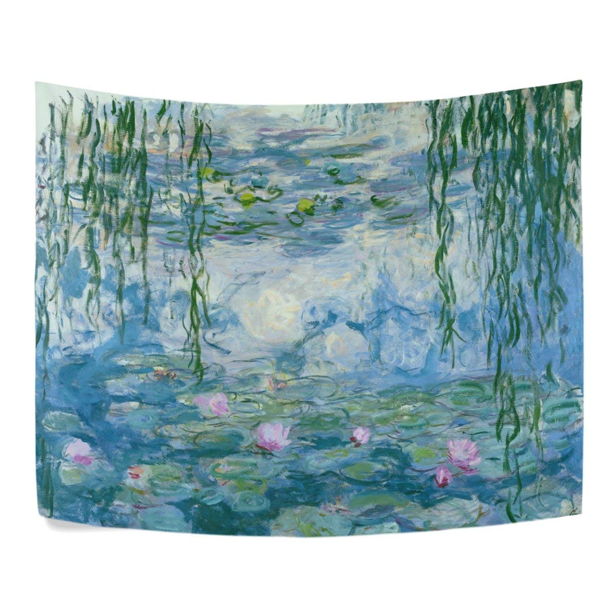 Large Tapestry Monet Wall Tapestry Water Lilies Oil Paintings Flowers Tapestry Wall Hanging Art Home Decor for Living Room Bedroom Bathroom Kitchen Dorm 90 x 60 Inches