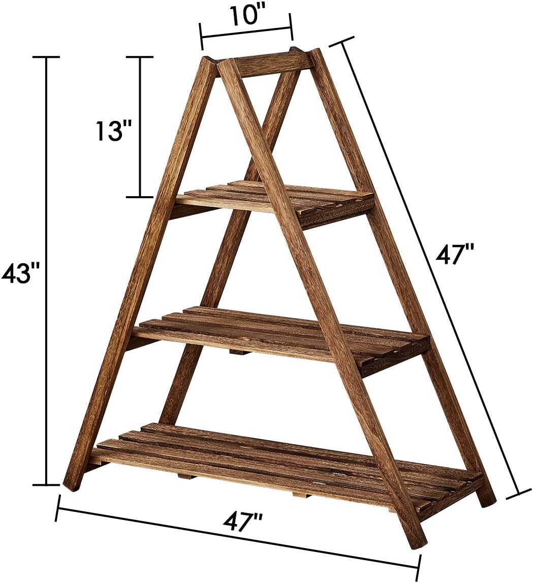 3 Tier Wood Corner Flower Stand Plant Ladder Pot Holder Display Rack