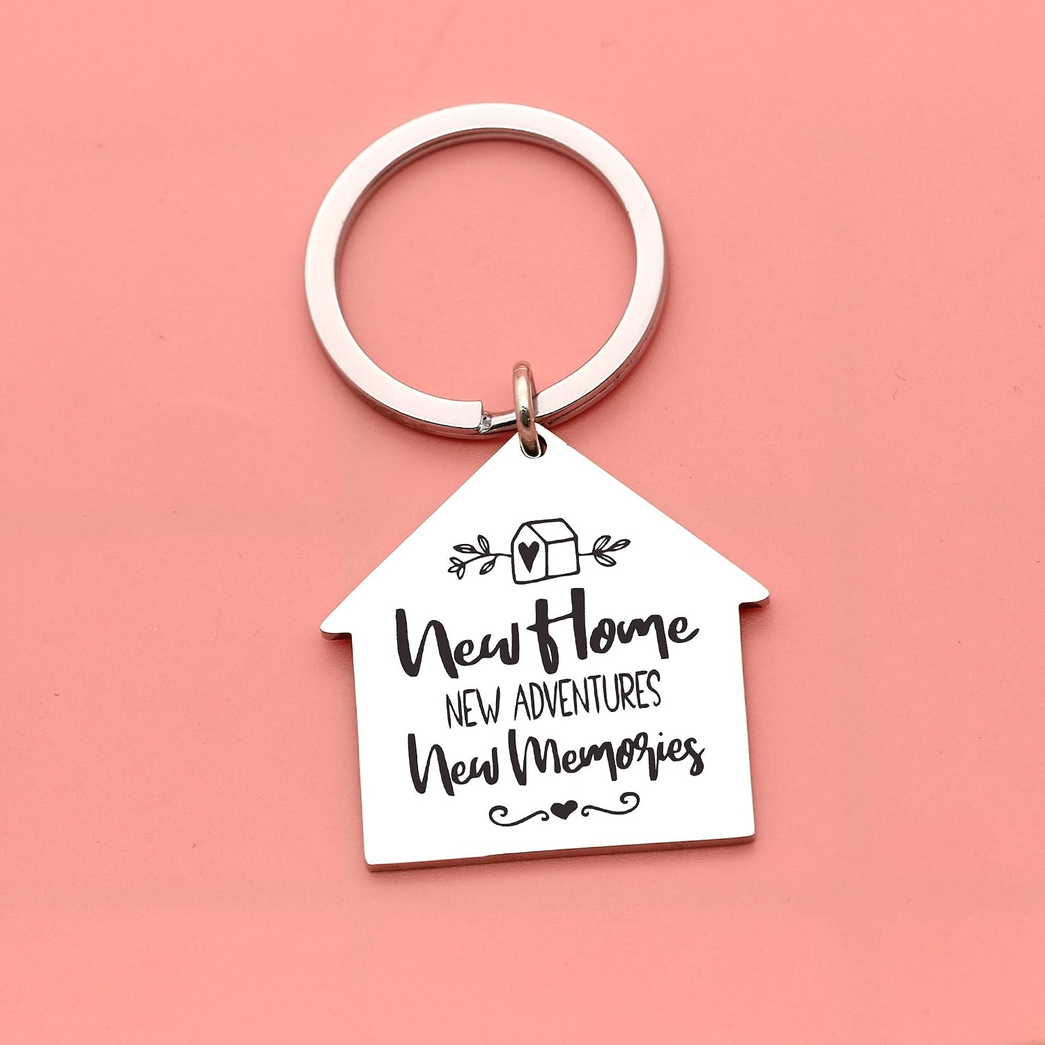 New Home Adventures & Memories Keyring Keychain Housewarming Gifts for Relatives & Friends, Silver - Image 5