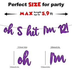 Oh S*it I’m 12! Banner Backdrop Glitter Purple