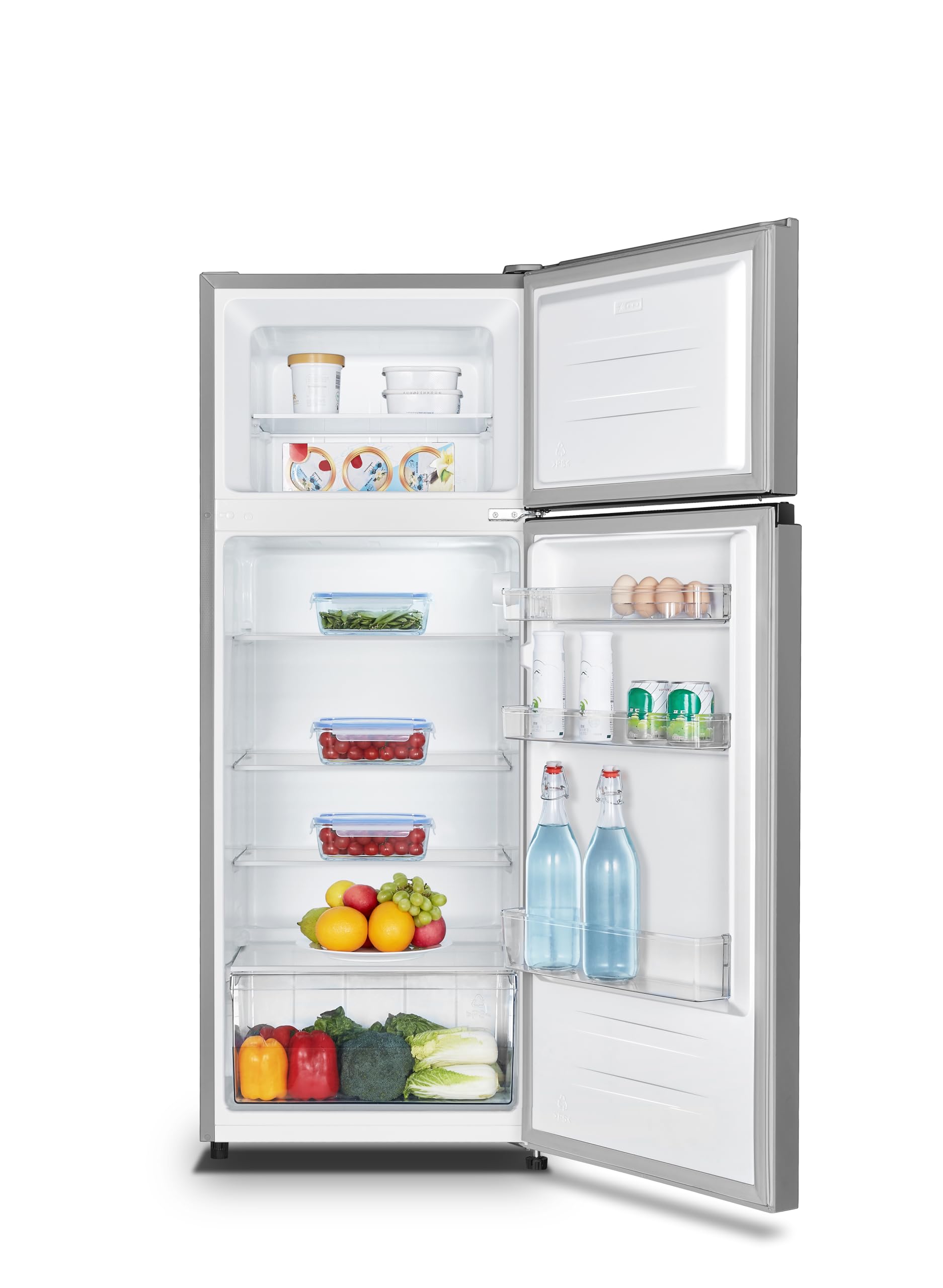 Gorenje RF414EPS4 Doppeltürkühlschrank mit Gefrierteil oben, 165 Liter Kühleil, 41 Liter Gefrierteil, LED Innenbeleuchtung, Energieeffizienzklasse E, 143,6cm x 55cm, silber 5
