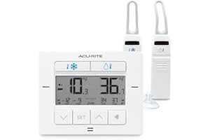 AcuRite Matte White Digital Wireless Fridge and Freezer Thermometer for Home and Restaurants with Alarm and High/Low Temperat
