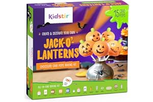 KIDSTIR Halloween Cookie Decorating Kit Baking For Kids Halloween Baking Cake Pop Kit Pumpkin Cookies, Jack-O’-Lantern Baking Gift with Pre-Measured Ingredients