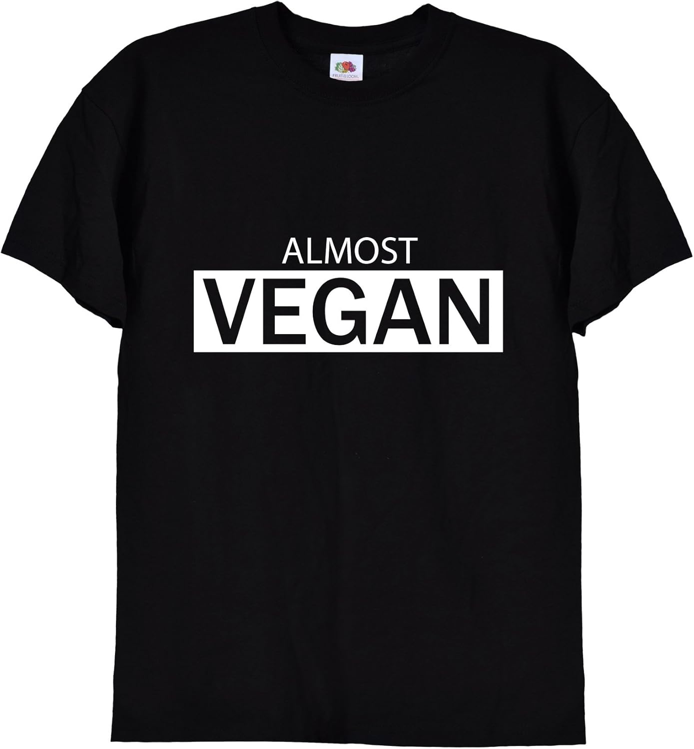 Funny Mens Almost Vegan TShirt 031, in Black OR White, FOTL Garment
