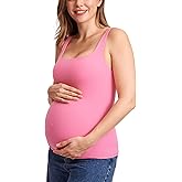 MOMANDA Inbarely Maternity Tank Top Square Neck Workout Tops with Built in Bra Pregnancy Sleeveless Yoga Maternity Clothes