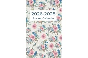 2026-2028 Pocket Calendar: 3 Year Monthly Planner Small | Floral Cover
