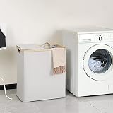 efluky 140L Laundry Baskets with Lid Dual Compartments Light Grey view 6