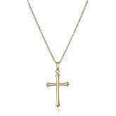 Amazon Essentials Ladies' 14k Gold Filled Polished Embossed 18“ Cross Pendant Necklace