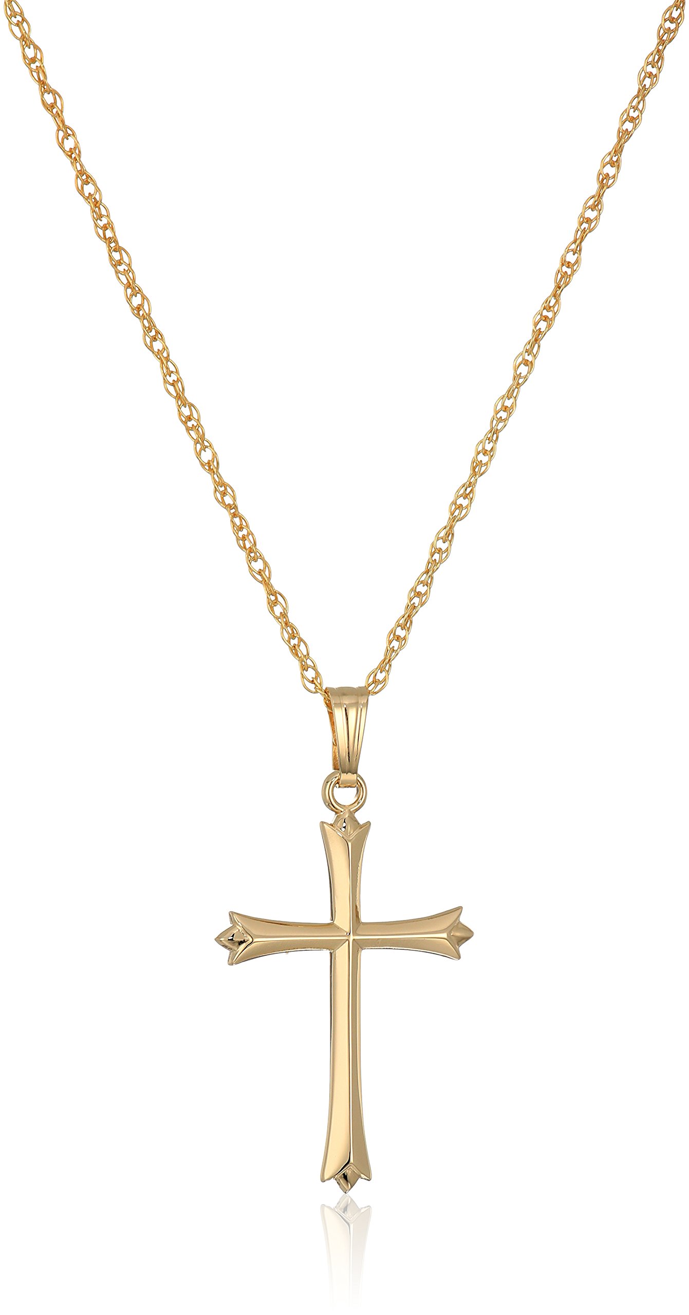 Photo 1 of Amazon Essentials Ladies' 14k Gold Filled Polished Embossed Cross Pendant Necklace, 18" (previously Amazon Collection)
