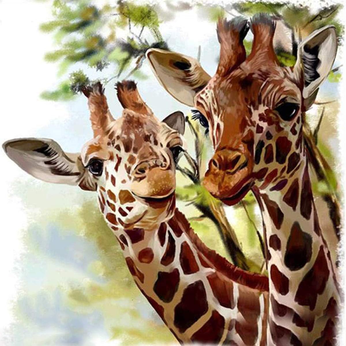 AIRDEA DIY 5D Diamond Painting Kit, Crystal Drill Two Giraffes Rhinestone Embroidery Cross Stitch Supply Arts Craft Canvas Wall Decor 11.8x11.8 inch