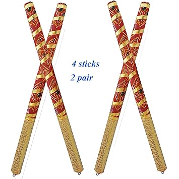 Vaishnavi marble handicraft Wooden Decorated Sankheda Dandiya Sticks (Multicolour, 2 Pair, 1.7 cm Diameter x 36 cm Length)