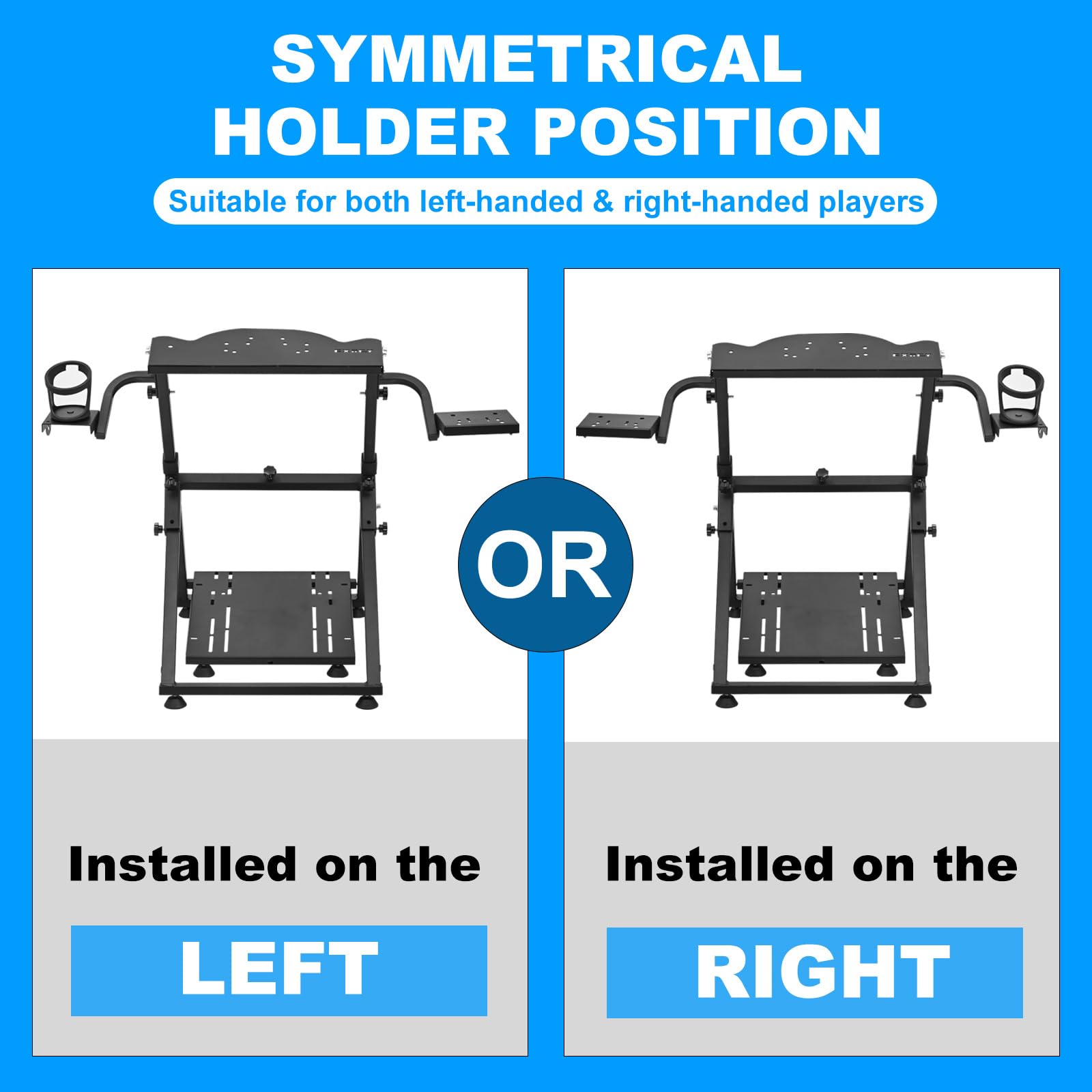 CXRCY Soporte para volante de carreras con portavasos, altura ajustable y plegable, soporte para volante compatible con Logitech G920 G29 G27 G25 Gaming Cockpit (rueda y pedales no incluidos)