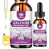 WOGORGT Calcium Citrate 1000mg with Vitamin D3 for Women & Men - Liquid Calcium Magnesium Zinc D3 K2 Supplement for Bone, Teeth Support, Sugar Free, Vegan, Banana Flavor - 1 Fl Oz (2 Pack)