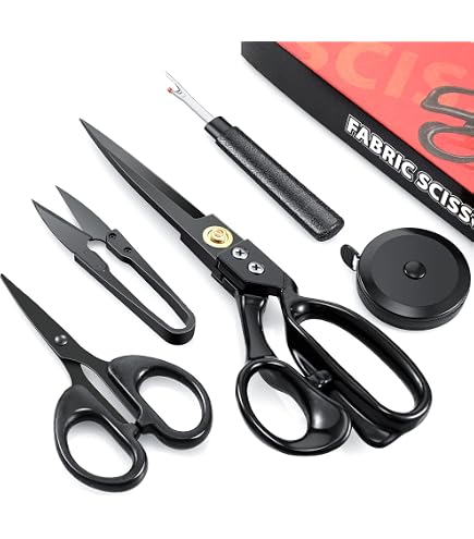 Professional Tailor Scissors Kit - 9.5" Heavy Fabric Shears With Measuring Tape & Tailor's Chalk (Silver Finish) - View #8