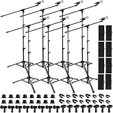 Relaxweex 4 Pcs Tripod Microphone Stand Boom Arm Floor Mic Stand with Carrying Bag and Mic Clips for Singing Stage Wedding Karaoke Church (Classic Style)