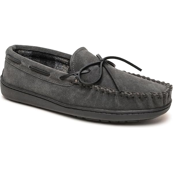 MINNETONKA MEN\'S TOMM SUEDE LEATHER MOCCASINS, CHARCOAL, 11 M Minnetonka Moccasin Casey Moccasin Slippers for Men  main image 2