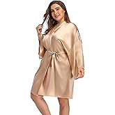 iFigure Women's Plus Size Satin Robes Short Dressing Gown Party Robes
