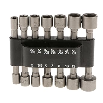 Magicdeal 14x Power Nut Driver Drill Bit SAE Metric Socket Wrench Screw 1/4Hex Shank