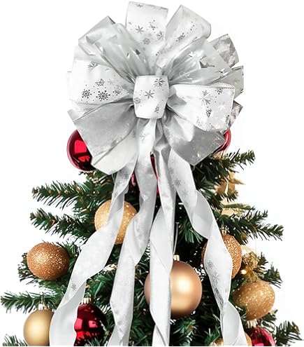 Christmas Tree Topper Bow, 53X13 Inches Large Christmas Bow With